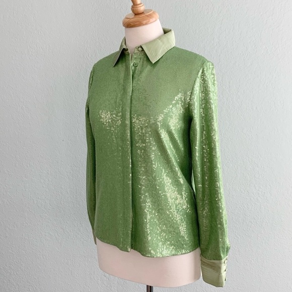 Alice + Olivia Willa Sequin Blouse - Picture 7 of 15